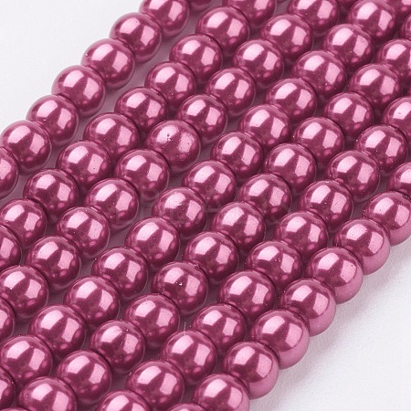 Eco-Friendly Dyed Glass Pearl Round Beads Strands HY-A002-4mm-RB027-1