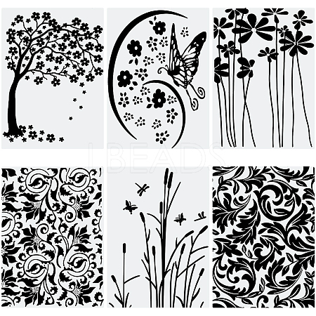 6Pcs 6 Styles Plastic Embossing Folders DIY-SP0005-35-1