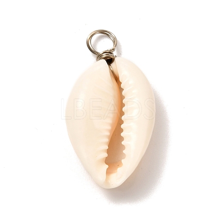 Natural Cowrie Shell Pendants PALLOY-JF00940-02-1