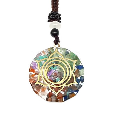 Orgonite Chakra Natural & Synthetic Mixed Stone Pendant Necklaces PZ4674-06-1
