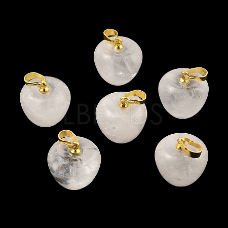 Natural Quartz Crystal Teacher Apple Charms G-Z022-02B-G-1