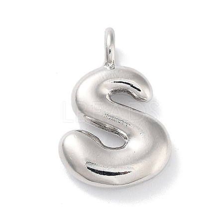Rack Plating Brass Balloon Letter Pendants KK-C050-01P-S-1