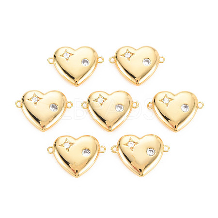 Rack Plating Brass Micro Pave Clear Cubic Zirconia Connector Charms KK-N233-200-1