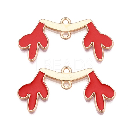 Christmas Theme Alloy Red Enamel Deer Horn Connector Charms PALLOY-T020-27KCG-1