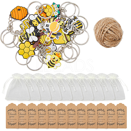 SUPERFINDINGS Bees Theme Keychain Favors Set DIY-FH0005-33-1