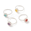 4Pcs 4 Style Natural & Synthetic Mixed Gemstone Round Finger Rings Set RJEW-TA00057-1