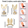 60Pcs 2 Styles Rabbit Alloy Rhinestone Cabochons MRMJ-SC0001-16-2