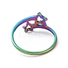 Ion Plating(IP) 201 Stainless Steel Double Star Finger Ring RJEW-J051-14MC-3
