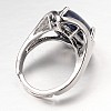 Teardrop Platinum Tone Brass Gemstone Adjustable Wide Band Rings RJEW-L062-02J-3