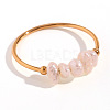 Nuggets Stainless Steel & Natural Freshwater Pearl Beads Finger Rings WG1BE4A-03-5
