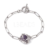 Round Mixed Gemstone Link Macrame Pouch Bracelets BJEW-JB10275-3