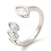 Rack Plating Brass Pave Clear Cubic Zirconia Open Cuff Rings for Women RJEW-Q770-31P-3