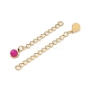 Ion Plating(IP) 316 Surgical Stainless Steel Curb Chain Extender with Natural  Dyed Jade Round Charm STAS-A097-01G-15-2