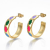 Brass Enamel Stud Earrings EJEW-T014-03G-NF-1