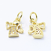 Brass Micro Pave Cubic Zirconia Charms KK-P133-03G-NR-2