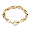 Textured 304 Stainless Steel Double Link Chain Bracelets for Women BJEW-P391-01C-G-2