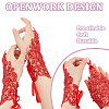 AHADERMAKER 3 Pairs 3 Colors Flower Pattern Embroidered Polyester Fingerless Gloves AJEW-GA0006-14-5