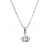 Light Rose Rhinestone Crown Pendant Necklace with Cable Chains NJEW-FZ00019-6