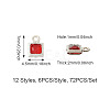72Pcs 12 Styles Rack Plating Brass Glass Charms KK-TA0001-78-9