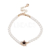 Brass Pave Clear Cubic Zirconia Star Link Chain Bracelets LS-BJEW-M321-01C-1