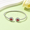 Oval Brass Micro Pave Cubic Zirconia Cuff Bangles & Rings Sets for Women SJEW-R002-03P-02-3