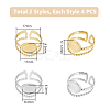 Unicraftale 8Pcs 2 Colors 304 Stainless Steel Open Cuff Ring Components STAS-UN0055-02-3