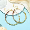 Natural Unakite & Quartz Crystal & Chinese Southern Jade & Yellow Aventurine & Sesame Jasper & Brass Beaded Anklets AJEW-AN00879-1