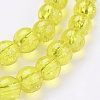 1Strand Yellow Transparent Crackle Glass Round Beads Strands X-CCG-Q001-6mm-04-3