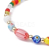 Handmade Millefiori Glass & Seed Beaded Stretch Bracelet BJEW-JB09488-4