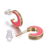 Brass Micro Pave Clear Cubic Zirconia Half Hoop Earrings EJEW-L231-64B-3