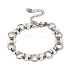 Non-Tarnish 304 Stainless Steel Flat Round Link Chain Bracelet BJEW-Q776-02B-01-3