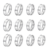 Unicraftale 16Pcs 4 Size 201 Stainless Steel Grooved Finger Ring Settings STAS-UN0051-70-1