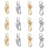 12Pcs 4 Styles Rack Plating Brass Hook Clasps KK-FH0005-43-1