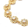 Rack Plating Brass Pave Clear Cubic Zirconia Flower Link Chain Bracelets for Women BJEW-R317-15G-2