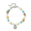 Handmade Shell & Synthetic Turquoise Beaded Bracelets for Women BJEW-TA00570-2
