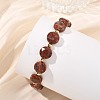 Natural Sesame Jasper & Brass Spacer Beads Beaded Bracelets for Women BJEW-JB14112-04-1