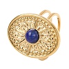 Oval with Sun Natural Lapis Lazuli Finger Rings RJEW-Q822-40G-02-1