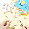 15Pcs 5 Colors Transparent Acrylic with Brass Micro Pave Cubic Zirconia Pendants PALLOY-CJ00190-5
