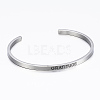 304 Stainless Steel Inspirational Cuff Bangles BJEW-K173-15P-2