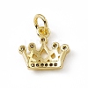 Brass Micro Pave Clear Cubic Zirconia Crown Charms ZIRC-F132-64G-2
