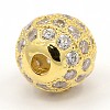 CZ Jewelry Brass Micro Pave Cubic Zirconia Round Beads ZIRC-M024-04-3