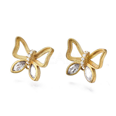 Brass Micro Pave Clear Cubic Zirconia Stud Earring Findings LS-KK-I666-18C-NF-1
