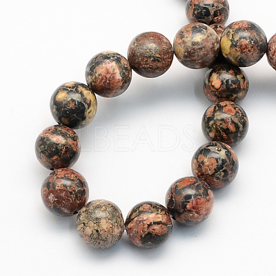 Natural Leopard Skin Jasper Round Beads Strands G-S182-4mm-1