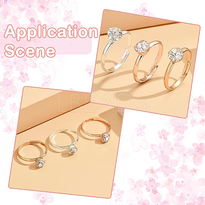 40Pcs Adjustable Alloy Rhinestone Finger Rings for Women RJEW-SP0001-02P-1