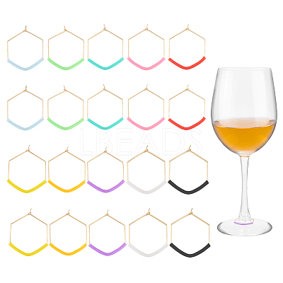 Hexagon 316 Stainless Steel Hoop Wine Glass Charms AJEW-PH01574-1