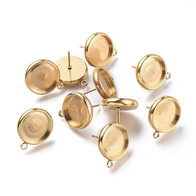 Ion Plating(IP) 304 Stainless Steel Stud Earring Settings STAS-I161-01E-G-1