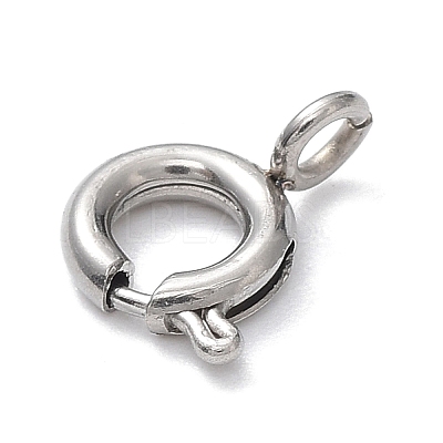 Non-Tarnish 304 Stainless Steel Smooth Surface Spring Ring Clasps STAS-E143-03E-P-1