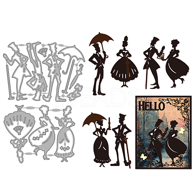 Retro Gentleman & Lady Carbon Steel Cutting Dies Stencils DIY-WH0309-3072-1
