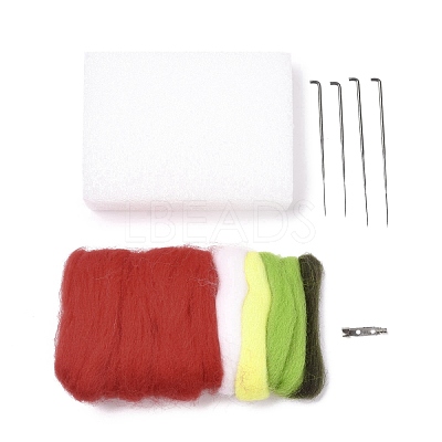 Christmas Theme Stocking Brooch Cactus Needle Felting Kit DIY-K055-03-1