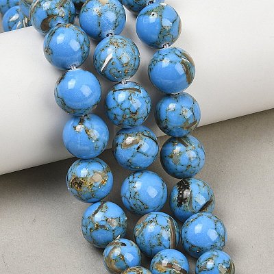Synthetic Turquoise and Sea Shell Assembled Graduated Beads Strands GG-CBA2AE1-A07-E-1
